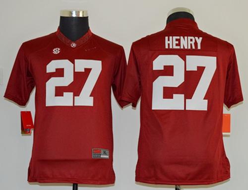 Crimson Tide #27 Derrick Henry Red Stitched Youth NCAA Jersey - Click Image to Close